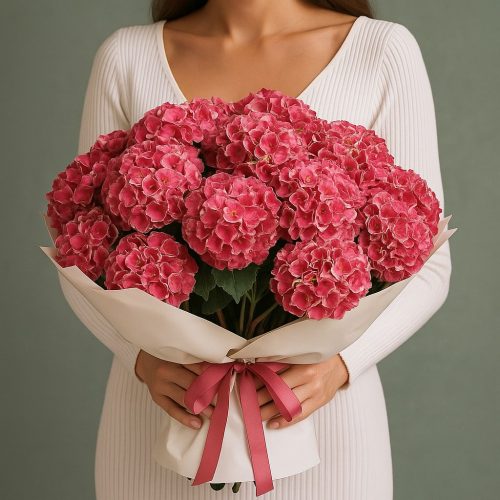 Букет с Гортензиями «Розовый восторг»