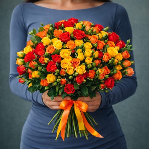 Букет из кустовых роз «Солнечный фейерверк»